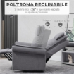 POLTRONA RELAX ALZAPERSONA MASSAGGIANTE E RECLINABILE A 150°, RIVESTIMENTO IN TESSUTO GRIGIO