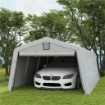 TENDONE PER AUTO E FESTE CON 2 FINESTRE LATERALI, IN ACCIAIO ZINCATO E PE, 618X265/330X240 CM, GRIGIO CHIARO