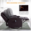 POLTRONA RELAX MASSAGGIANTE E RISCALDATA CON TELECOMANDO, 85X94X104CM, FINTA PELLE MARRONE