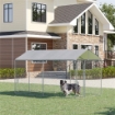 KENNEL PER CANI IN METALLO GALVANIZZATO CON TETTUCCIO IN TESSUTO OXFORD E PORTA CON BLOCCO, 400X230X232CM, ARGENTO