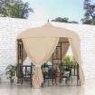 GAZEBO DA GIARDINO ROTONDO Ø3M CON TENDE E PRESE D'ARIA IN METALLO E POLIESTERE, BEIGE