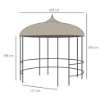 GAZEBO DA GIARDINO ROTONDO Ø3M CON TENDE E PRESE D'ARIA IN METALLO E POLIESTERE, BEIGE