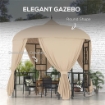 GAZEBO DA GIARDINO ROTONDO Ø3M CON TENDE E PRESE D'ARIA IN METALLO E POLIESTERE, BEIGE