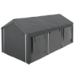 GAZEBO PER AUTO E FESTE CON ALTEZZA REGOLABILE, 4 PORTE E 4 FINESTRE, 6X3M GRIGIO SCURO