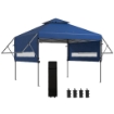 GAZEBO PIEGHEVOLE 5X3M CON PARETI ESTENSIBILI, ALTEZZA REGOLABILE E BORSA CON RUOTE, BLU