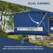 GAZEBO PIEGHEVOLE 5X3M CON PARETI ESTENSIBILI, ALTEZZA REGOLABILE E BORSA CON RUOTE, BLU