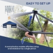 GAZEBO PIEGHEVOLE 5X3M CON PARETI ESTENSIBILI, ALTEZZA REGOLABILE E BORSA CON RUOTE, BLU