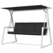 PANCHINA DONDOLO DA GIARDINO 3 POSTI CON TETTUCCIO INCLINABILE, IN ACCIAIO, 205X130X175 CM, GRIGIO SCURO