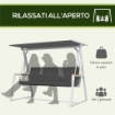PANCHINA DONDOLO DA GIARDINO 3 POSTI CON TETTUCCIO INCLINABILE, IN ACCIAIO, 205X130X175 CM, GRIGIO SCURO