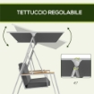PANCHINA DONDOLO DA GIARDINO 3 POSTI CON TETTUCCIO INCLINABILE, IN ACCIAIO, 205X130X175 CM, GRIGIO SCURO