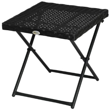 TAVOLINO DA GIARDINO PIEGHEVOLE SALVASPAZIO IN RATTAN SINTETICO E ACCIAIO, 40X40X40CM, NERO