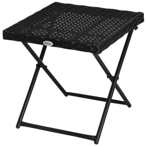 TAVOLINO DA GIARDINO PIEGHEVOLE SALVASPAZIO IN RATTAN SINTETICO E ACCIAIO, 40X40X40CM, NERO