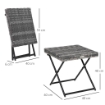 TAVOLINO DA GIARDINO PIEGHEVOLE SALVASPAZIO IN RATTAN SINTETICO E ACCIAIO, 40X40X40CM, GRIGIO