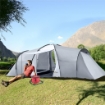 TENDA DA CAMPEGGIO 4-6 PERSONE CON 2 CAMERE IMPERMEABILE CON BALDACCHINO, 590X245X193CM, GRIGIO