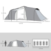 TENDA DA CAMPEGGIO 4-6 PERSONE CON 2 CAMERE IMPERMEABILE CON BALDACCHINO, 590X245X193CM, GRIGIO