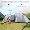 TENDA DA CAMPEGGIO 4-6 PERSONE CON 2 CAMERE IMPERMEABILE CON BALDACCHINO, 590X245X193CM, GRIGIO