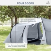 TENDA DA CAMPEGGIO 4-6 PERSONE CON 2 CAMERE IMPERMEABILE CON BALDACCHINO, 590X245X193CM, GRIGIO