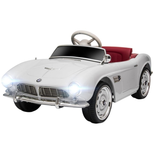 MACCHINA ELETTRICA PER BAMBINI A 2 PORTE CON LICENZA BMW 507, CON CLACSON E TELECOMANDO, 115X55X47 CM, BIANCA