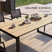 TAVOLO DA GIARDINO RETTANGOLARE IN ALLUMINIO CON PIANO A DOGHE PER 6-8 PERSONE, 180X90X74CM, QUERCIA