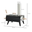 FORNO PER PIZZA PIEGHEVOLE E PORTATILE CON PALA E PIETRA, IN ACCIAIO E LEGNO, 81X40X72 CM, NERO