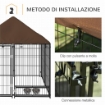 RECINTO PER CANI IN METALLO E TESSUTO OXFORD CON PORTICINA PER CIOTOLE, 141X141X151 CM, NERO E MARRONE
