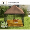 RECINTO PER CANI IN METALLO E TESSUTO OXFORD CON PORTICINA PER CIOTOLE, 141X141X151 CM, NERO E MARRONE