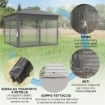 GAZEBO DA GIARDINO AD ALTEZZA REGOLABILE CON LUCI LED, IN ACCIAIO E TESSUTO OXFORD, 336X336X250-270 CM, GRIGIO