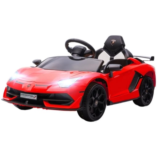 MACCHINA ELETTRICA PER BAMBINI A 12V LICENZA LAMBORGHINI CON CLACSON E TELECOMANDO, 107.5X63X42 CM, ROSSA