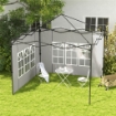 SET 2 PARETI LATERALI PER GAZEBO 3X3 M E 3X6M CON FINESTRE, IN PE E PLASTICA, 293X193 CM, BIANCO