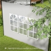 SET 2 PARETI LATERALI PER GAZEBO 3X3 M E 3X6M CON FINESTRE, IN PE E PLASTICA, 293X193 CM, BIANCO