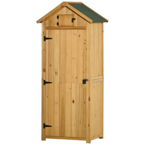 CAPANNO DA GIARDINO PORTA ATTREZZI IN LEGNO IMPERMEABILE, 77X54.2X179CM - GIALLO