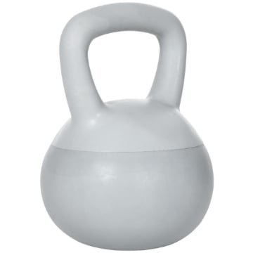 KETTLEBELL 8KG IN PVC E SABBIA METALLICA PER ALLENAMENTO SPALLE E BICIPITI, 22X22X29 CM, GRIGIO