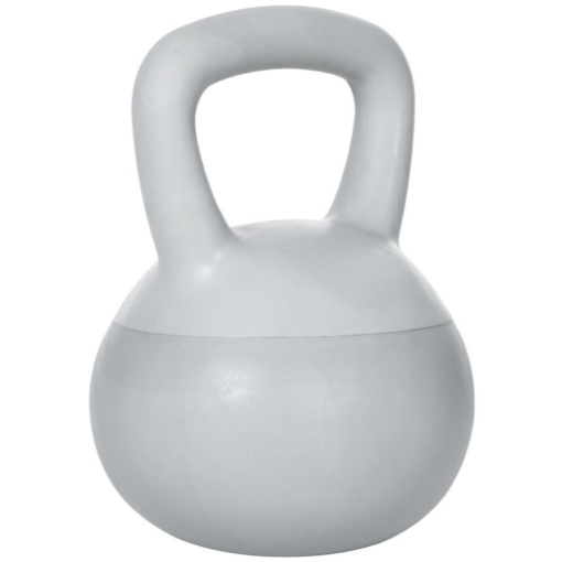 KETTLEBELL 8KG IN PVC E SABBIA METALLICA PER ALLENAMENTO SPALLE E BICIPITI, 22X22X29 CM, GRIGIO