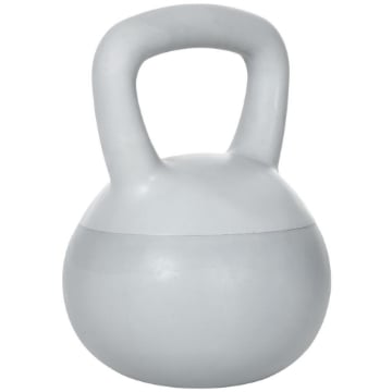 KETTLEBELL 4KG IN PVC E SABBIA METALLICA PER ALLENAMENTO SPALLE E BICIPITI, 19X19X26 CM, GRIGIO