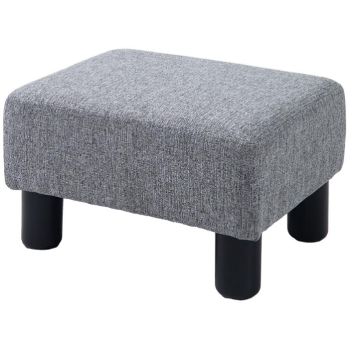 POUF POGGIAPIEDI IN TESSUTO EFFETTO LINO IMBOTTITO, 40X30X24CM, GRIGIO