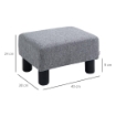 POUF POGGIAPIEDI IN TESSUTO EFFETTO LINO IMBOTTITO, 40X30X24CM, GRIGIO