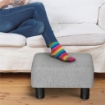 POUF POGGIAPIEDI IN TESSUTO EFFETTO LINO IMBOTTITO, 40X30X24CM, GRIGIO