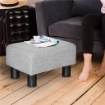 POUF POGGIAPIEDI IN TESSUTO EFFETTO LINO IMBOTTITO, 40X30X24CM, GRIGIO