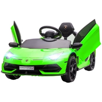 MACCHINA ELETTRICA PER BAMBINI A 12V LICENZA LAMBORGHINI CON CLACSON E TELECOMANDO, 107.5X63X42 CM, VERDE