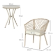 SET DA GIARDINO IN RATTAN CON 2 POLTRONCINE CON CUSCINI E TAVOLINO DA CAFFÈ IN VETRO, KHAKI