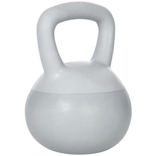 KETTLEBELL 12KG IN PVC E SABBIA METALLICA PER ALLENAMENTO SPALLE E BICIPITI, 22X22X29 CM, GRIGIO