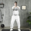 KETTLEBELL 12KG IN PVC E SABBIA METALLICA PER ALLENAMENTO SPALLE E BICIPITI, 22X22X29 CM, GRIGIO