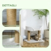 TORRE PER GATTI MAX 5KG IN TRUCIOLATO CON TIRAGRAFFI E PALLINE GIOCATTOLO, 48X38X42 CM, GIALLO E BIANCO