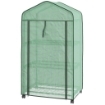 MINI SERRA DA GIARDINO CON COPERTURA IN PE, 3 RIPIANI E RUOTE, 69X49X130CM, VERDE