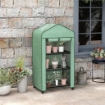 MINI SERRA DA GIARDINO CON COPERTURA IN PE, 3 RIPIANI E RUOTE, 69X49X130CM, VERDE