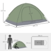 TENDA DA CAMPEGGIO 2 POSTI CON PORTA A CERNIERA, ZANZARIERA E FINESTRE A RETE, 206X152X110CM, VERDE