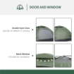 TENDA DA CAMPEGGIO 2 POSTI CON PORTA A CERNIERA, ZANZARIERA E FINESTRE A RETE, 206X152X110CM, VERDE