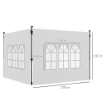 PARETI PER GAZEBO 3X3 O 3X4 CON FINESTRELLE INCLUSE, IN PLASTICA E TESSUTO OXFORD, 295X195 CM, BIANCO