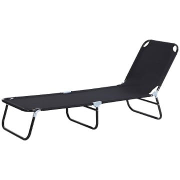 SDRAIO DA GIARDINO PIEGHEVOLE CON SCHIENALE REGOLABILE, ACCIAIO E TESSUTO OXFORD, 188X56X28CM, NERO