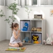 SCAFFALE PORTAGIOCHI PER BAMBINI CON 4 SCOMPARTI E CONTENITORI, 61.8X29.9X61.8CM, BIANCO